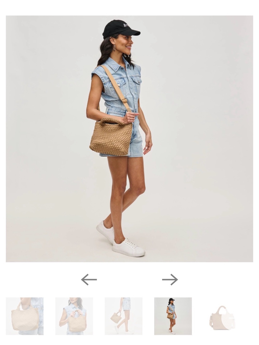 Woven Tan Shoulder Bag with Adjustable Strap